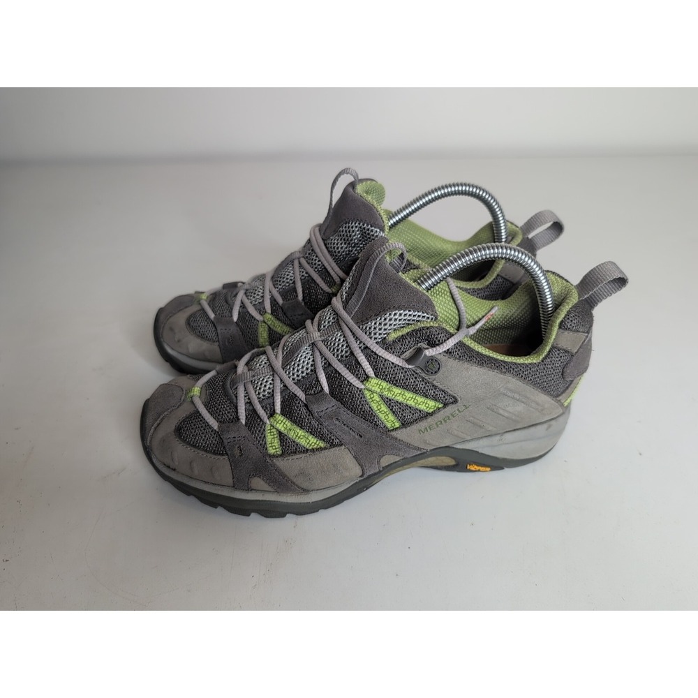 Merrell Siren Sport Grey Lime Trail Hiking Vibram Sole Shoes Women's Size 9